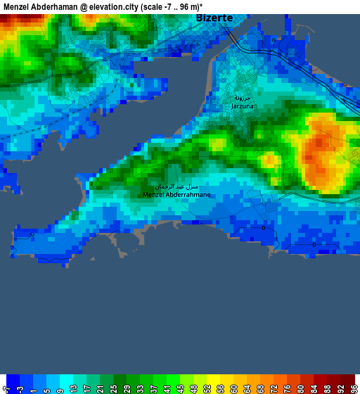 Menzel Abderhaman elevation map