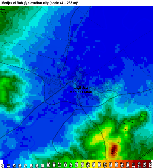 Medjez el Bab elevation map