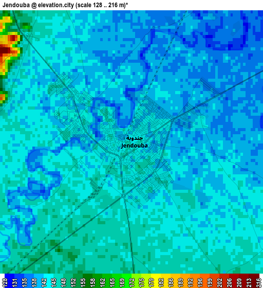 Jendouba elevation map