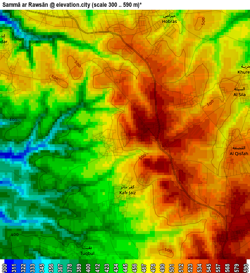 Sammā ar Rawsān elevation map
