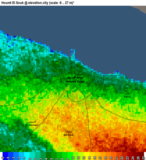 Houmt El Souk elevation map