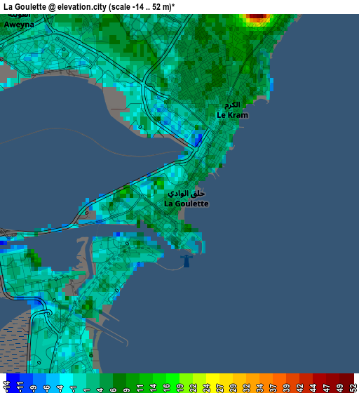 La Goulette elevation map