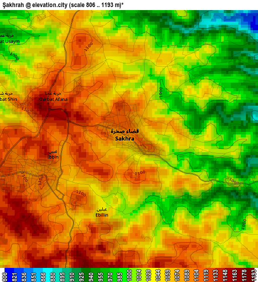 Şakhrah elevation map