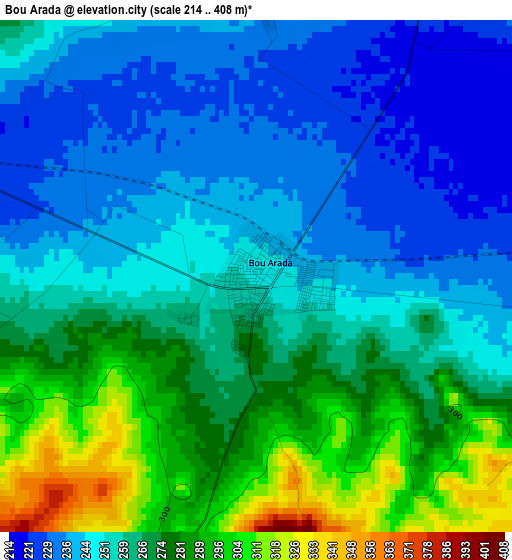 Bou Arada elevation map