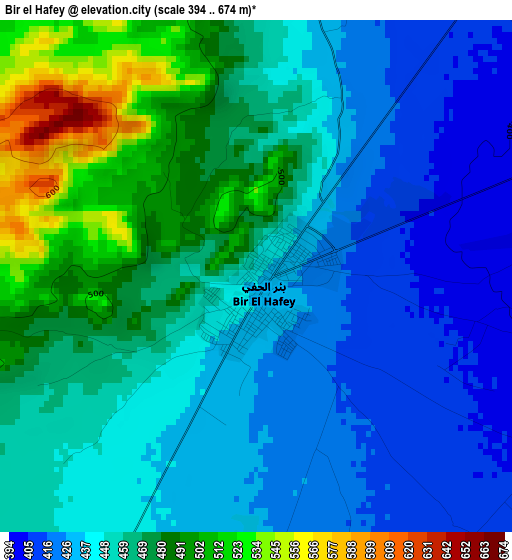 Bir el Hafey elevation map