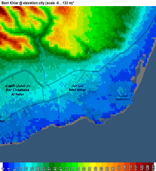 Beni Khiar elevation map