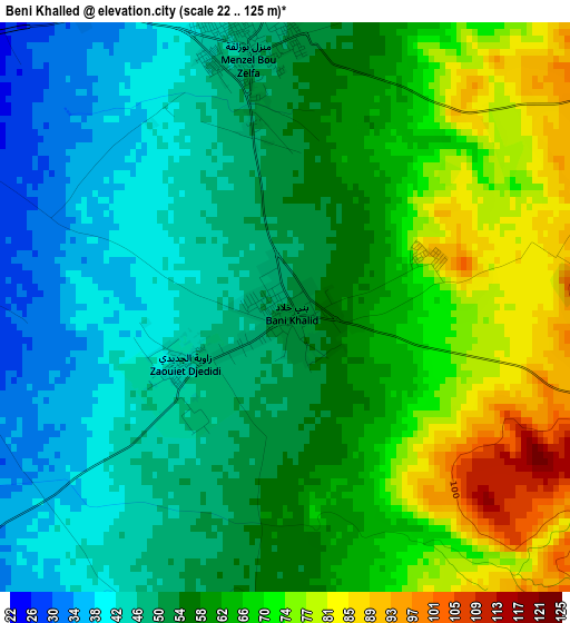 Beni Khalled elevation map