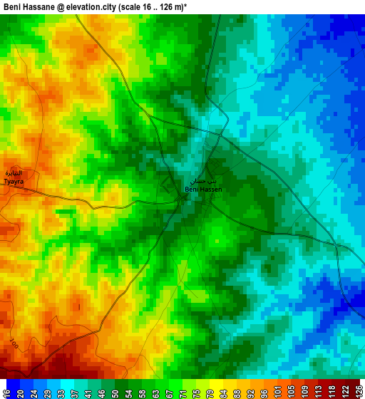 Beni Hassane elevation map