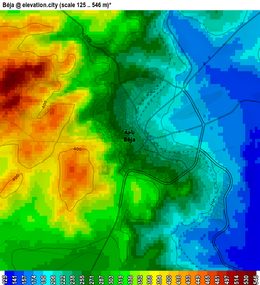 Béja elevation map