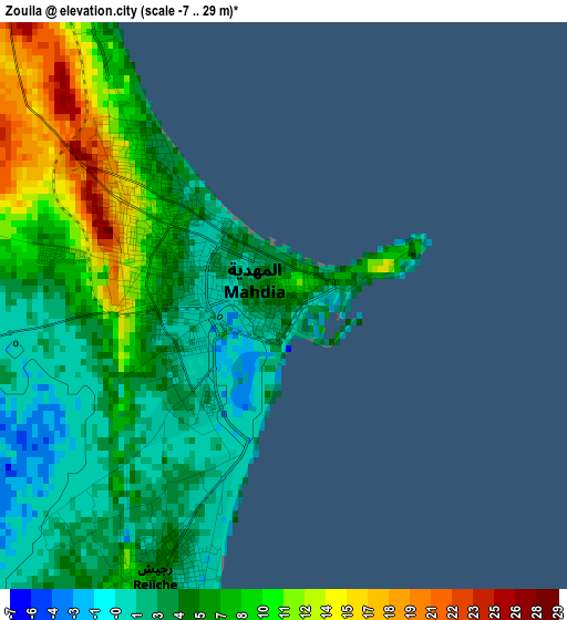 Zouila elevation map