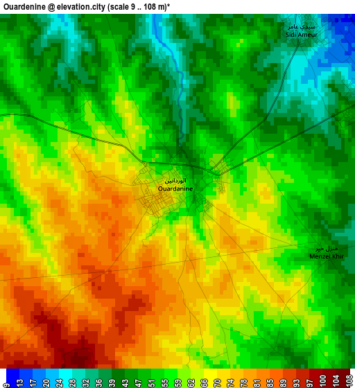 Ouardenine elevation map