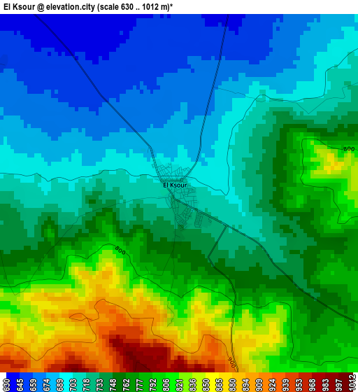 El Ksour elevation map