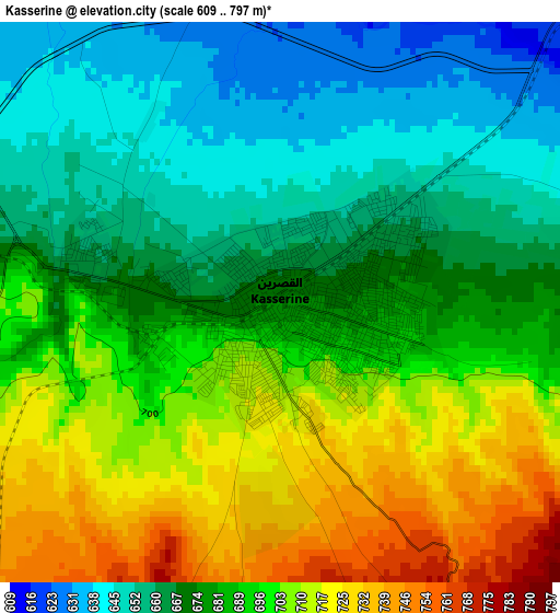 Kasserine elevation map