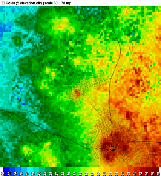 El Golaa elevation map