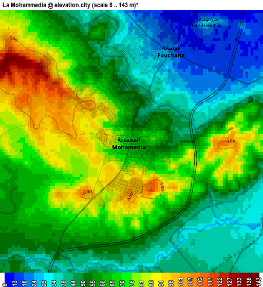 La Mohammedia elevation map