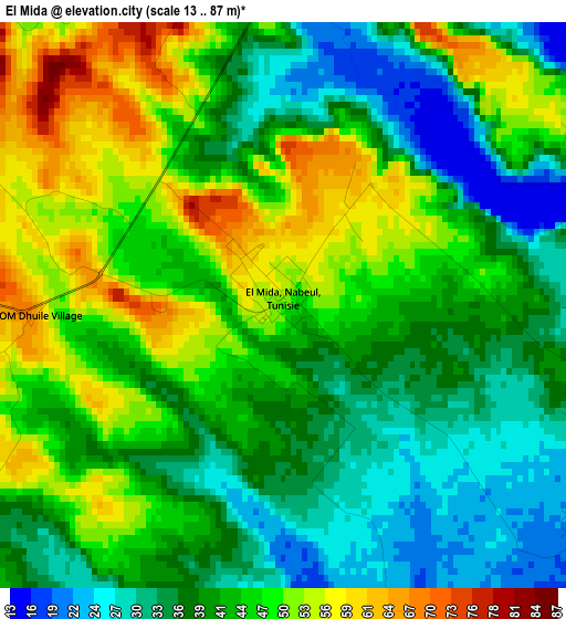 El Mida elevation map