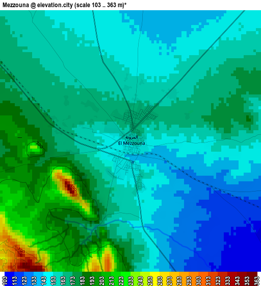 Mezzouna elevation map