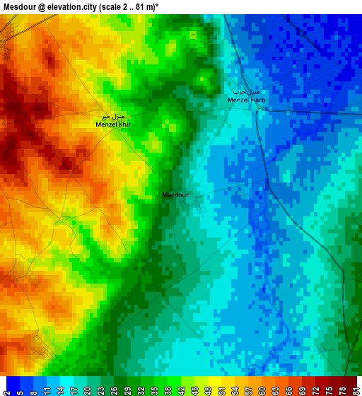 Mesdour elevation map