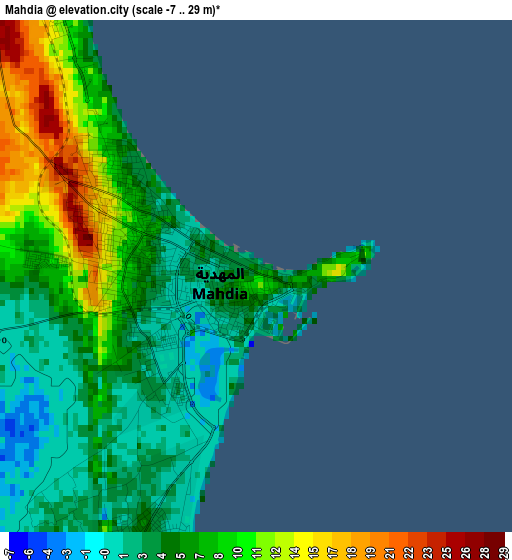 Mahdia elevation map