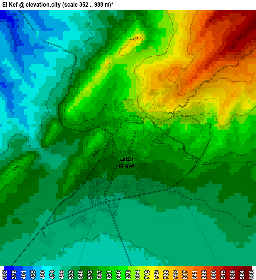 El Kef elevation map