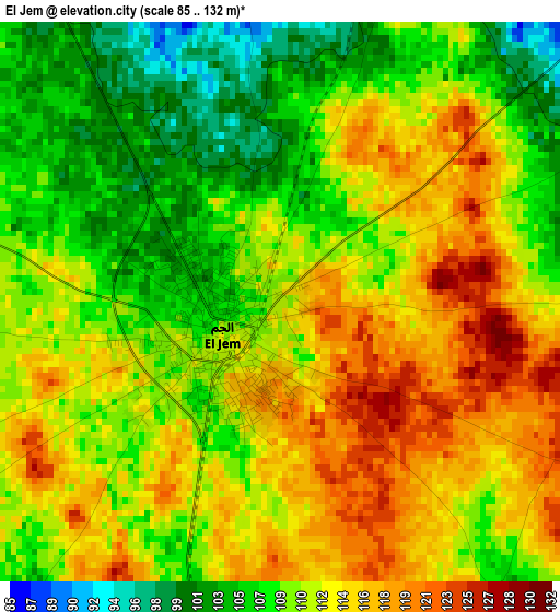 El Jem elevation map