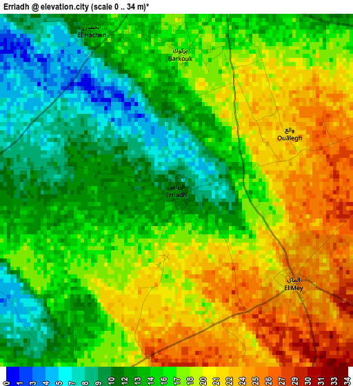 Erriadh elevation map