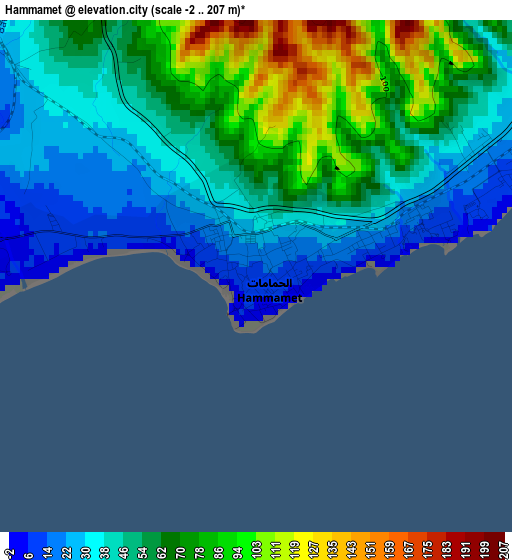 Hammamet elevation map