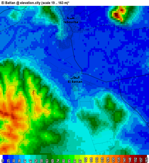 El Battan elevation map