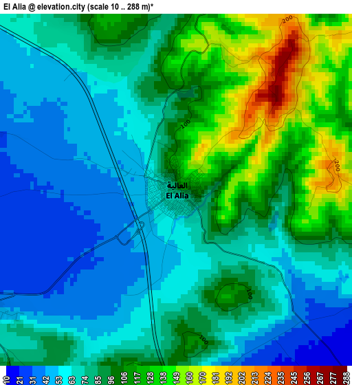 El Alia elevation map