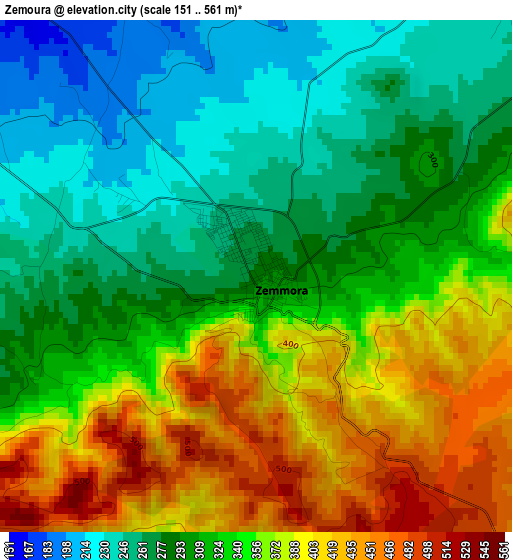 Zemoura elevation map