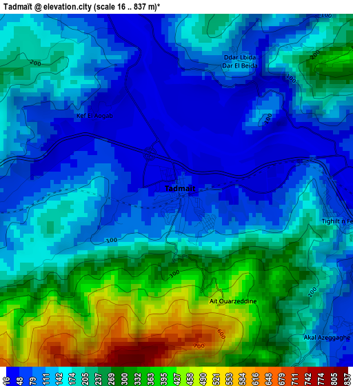 Tadmaït elevation map