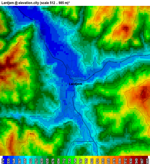 Lardjem elevation map