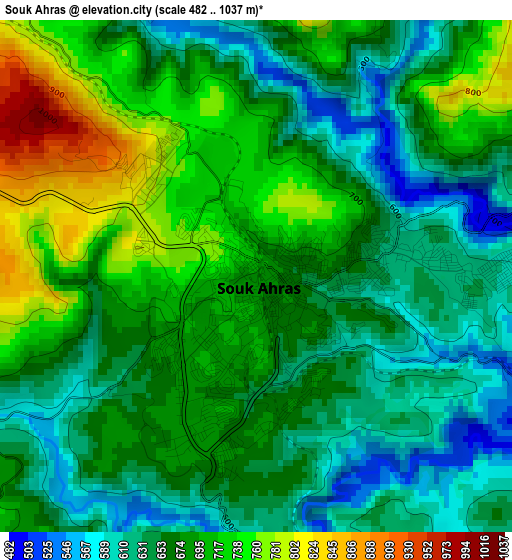 Souk Ahras elevation map