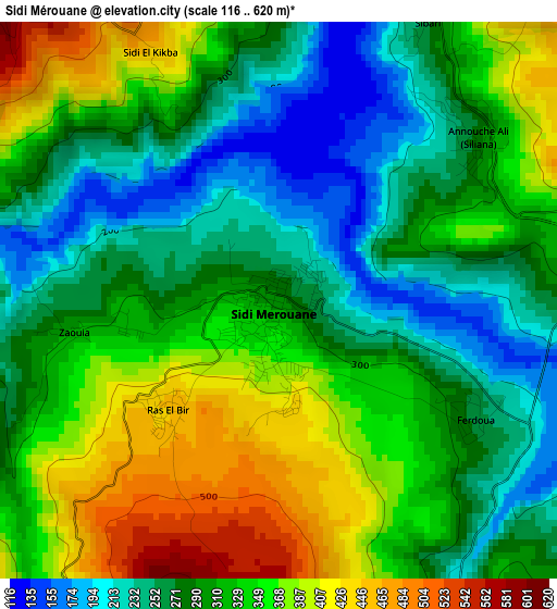 Sidi Mérouane elevation map