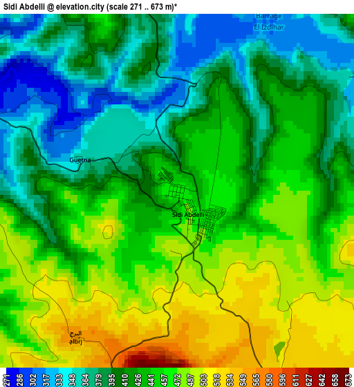 Sidi Abdelli elevation map