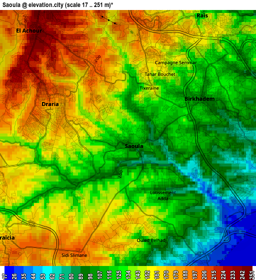 Saoula elevation map