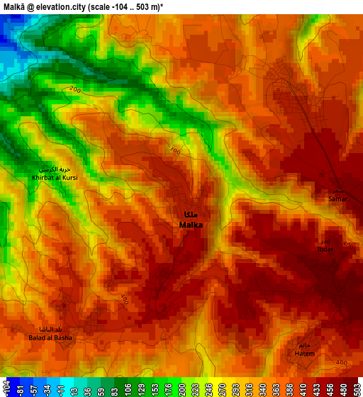 Malkā elevation map