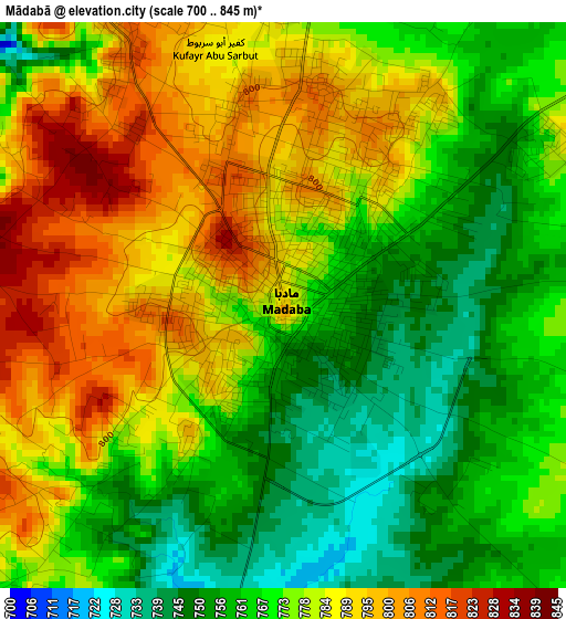 Mādabā elevation map