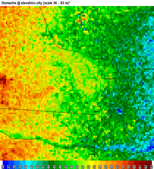 Oumache elevation map