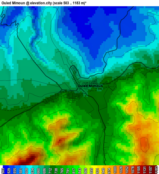 Ouled Mimoun elevation map