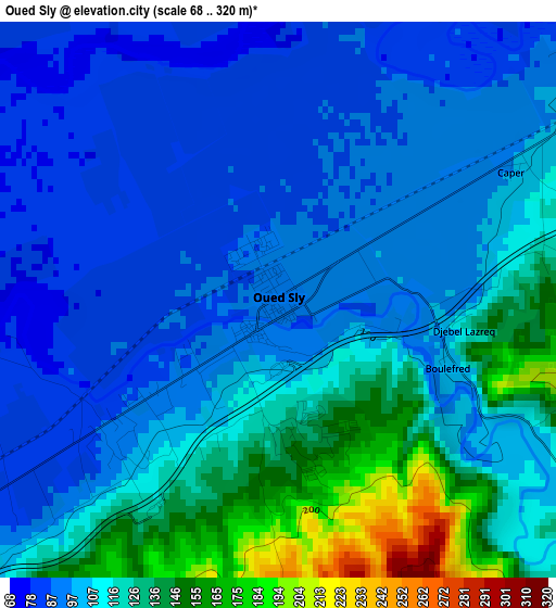 Oued Sly elevation map