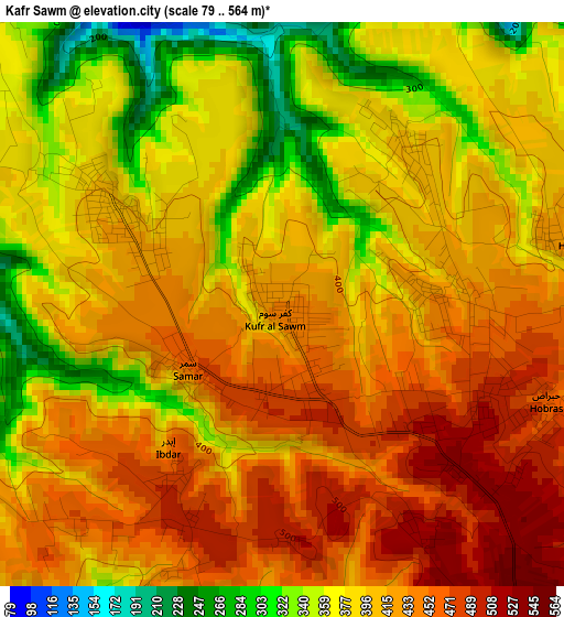Kafr Sawm elevation map