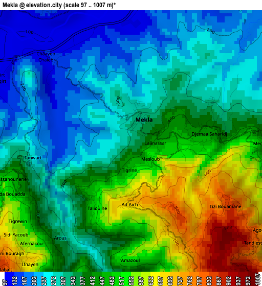 Mekla elevation map