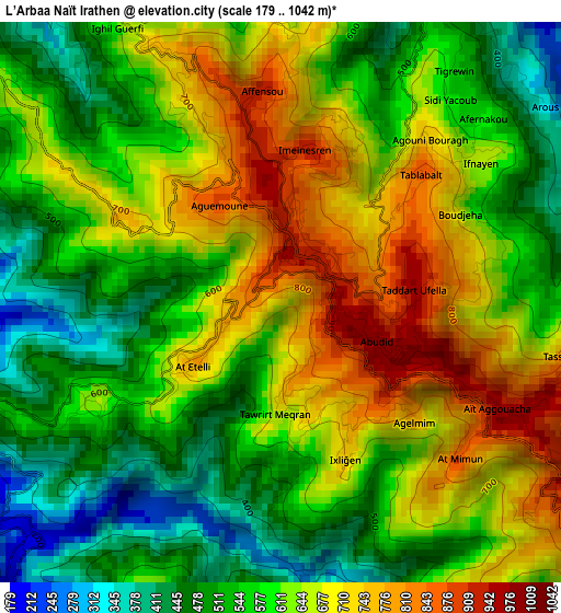 L’Arbaa Naït Irathen elevation map