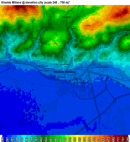 Khemis Miliana elevation map