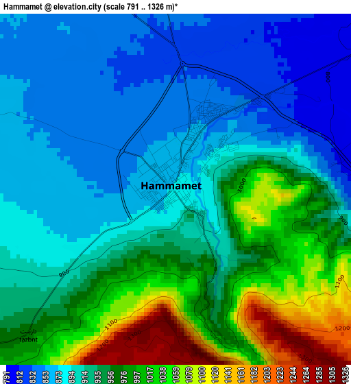 Hammamet elevation map