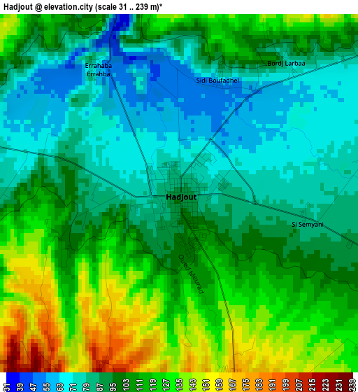 Hadjout elevation map