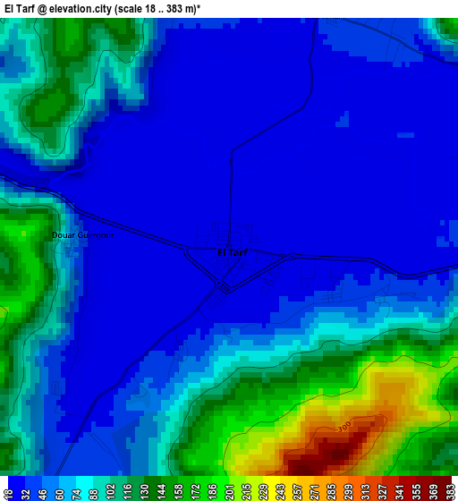 El Tarf elevation map