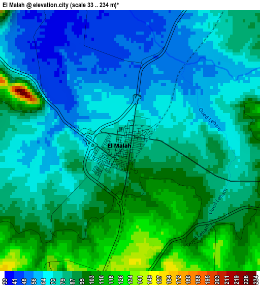 El Malah elevation map