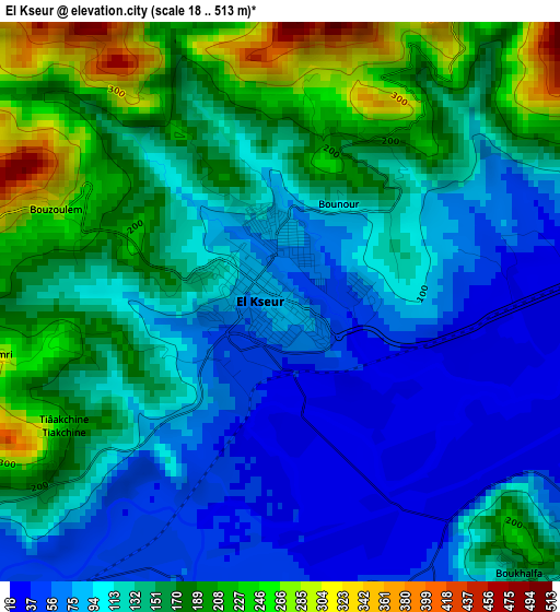 El Kseur elevation map